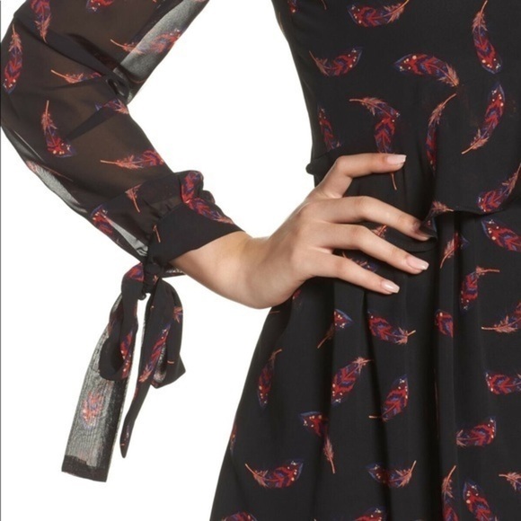 NWT Sam Edelman Feather Black Babydoll Dress New - Picture 5 of 6